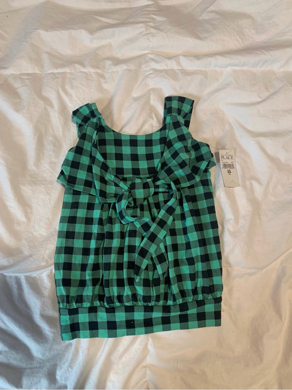 The Children's Place Black & Green Gingham Tie-Front Sleeveless Top